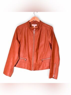 Addition Elle Women's Cognac Brown Leather Moto Jacket
